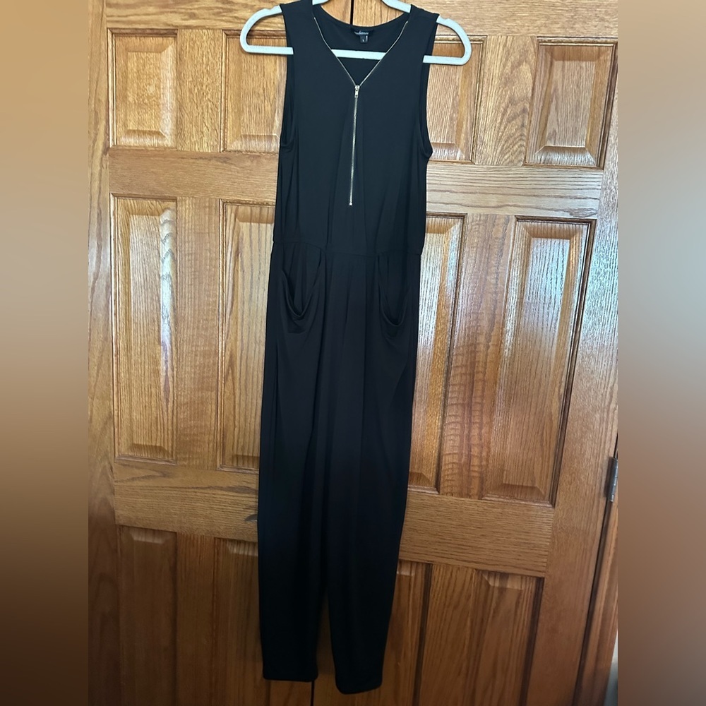 Ambiance Black Zipper Front Sleeveless Jumpsuit